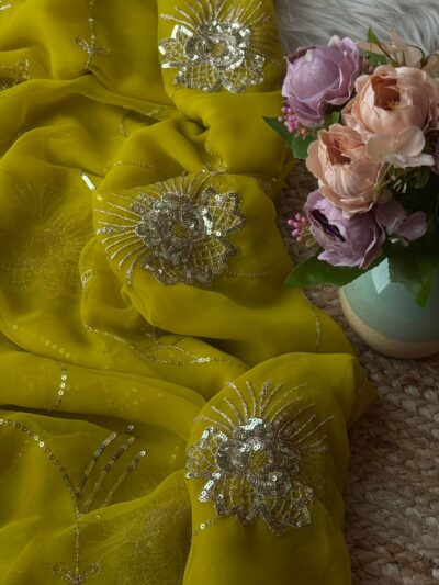 Heavy jaal work saree