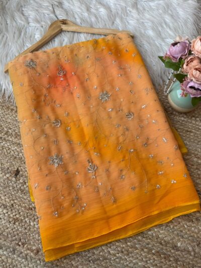 Multi colour saree with heavy jaal work