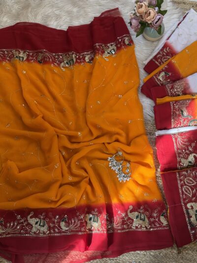 Jaal work saree