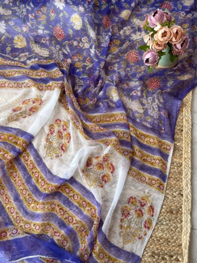 Handblock print saree
