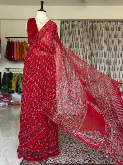 Handblock print saree
