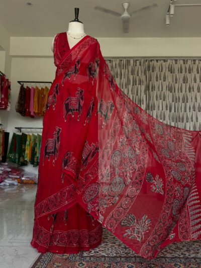Handblock print saree