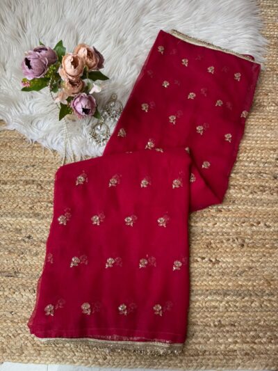 Buti saree with bijli border