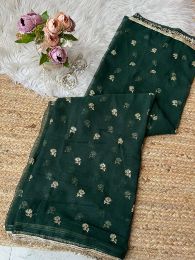 Buti saree with bijli border
