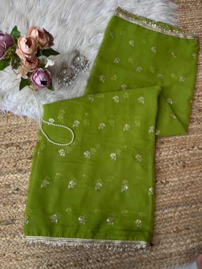 Buti saree with bijli border