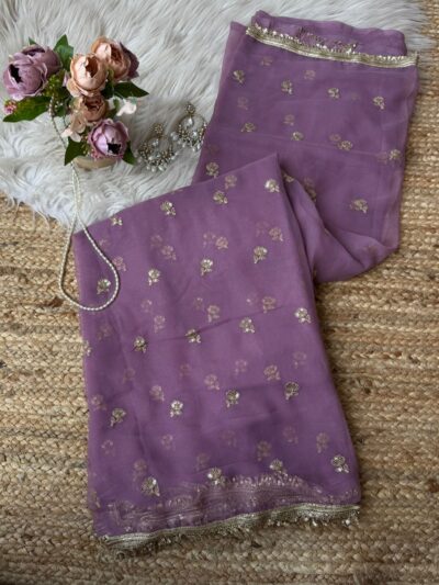 Buti saree with bijli border