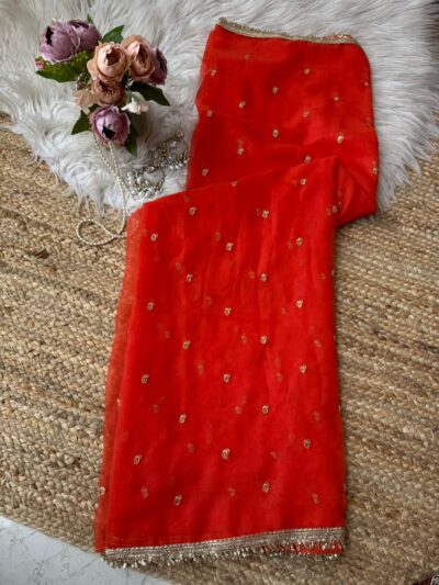 Buti saree with bijli border