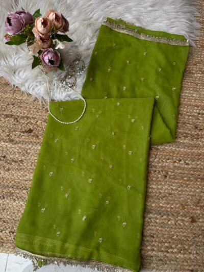 Buti saree with bijli border