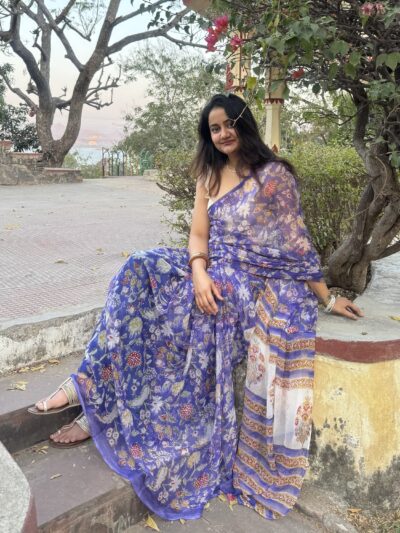 Handblock print saree