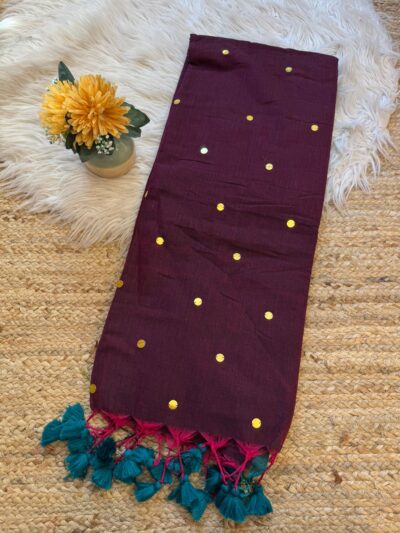 Hand stitched mirror work saree