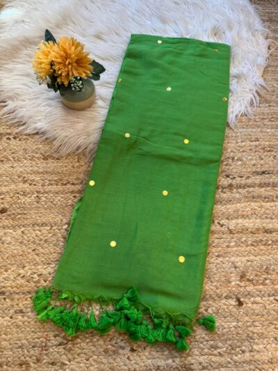 Hand stitched mirror work saree