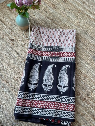 Handblock printed mul cotton saree