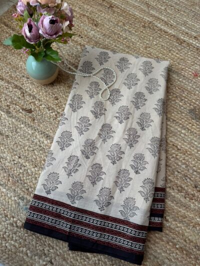 Handblock printed mul cotton saree