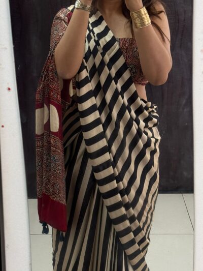 Ajrakh Handblock print saree