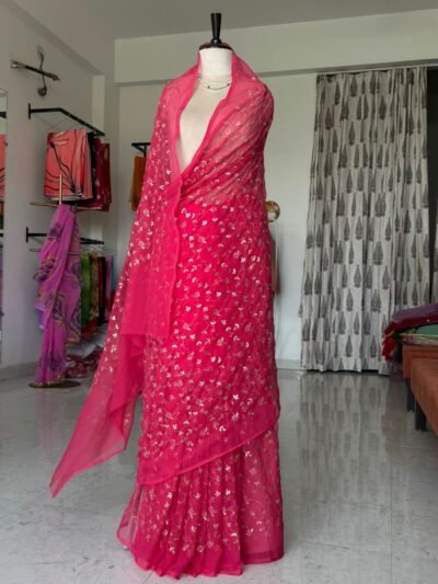 Jaal work saree