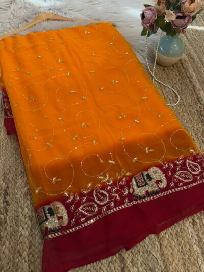 Jaal work saree