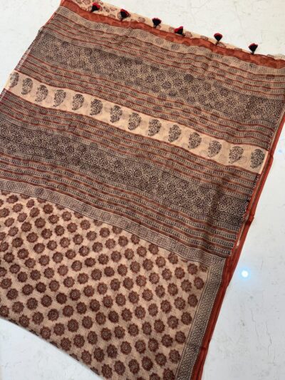 Pure hand dyed and hand block with tassels