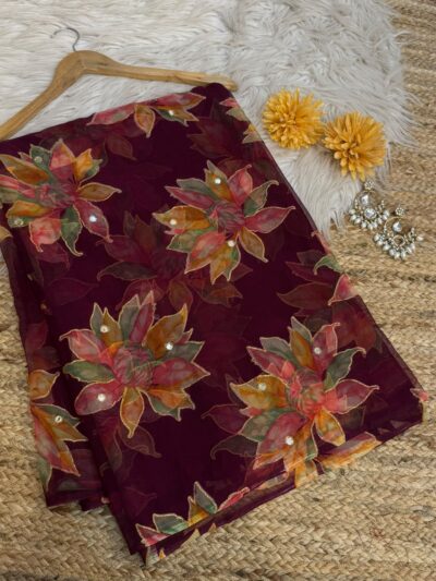 Mirror work saree