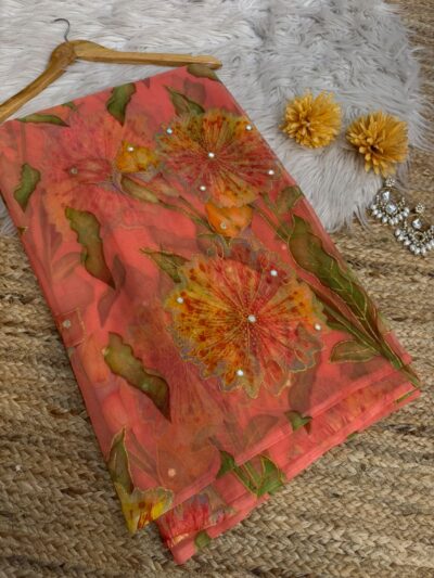 Mirror work saree