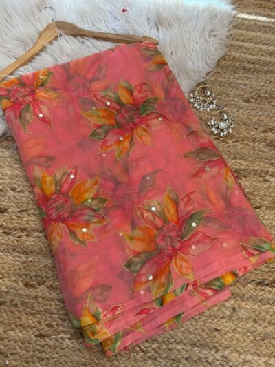 Mirror work saree