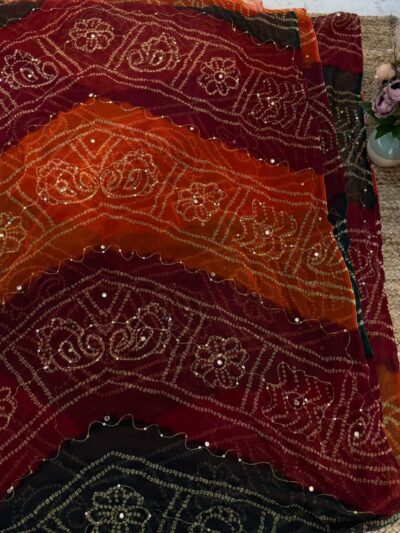 Lehriya chunri with mirror and aari sitara work