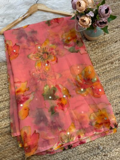 Mirror work saree