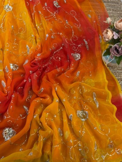 Heavy jaal work saree
