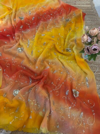 Heavy jaal work saree