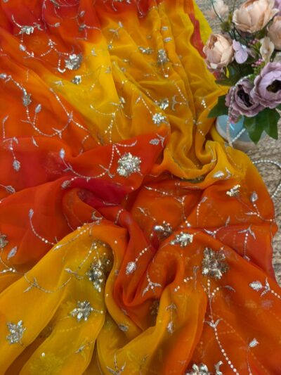 Heavy jaal work saree