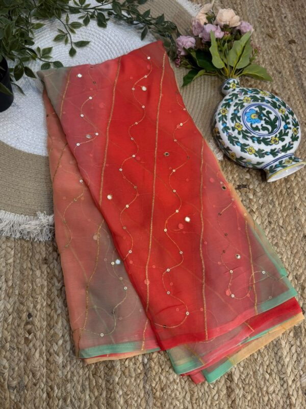Aari mirror leheriya Red