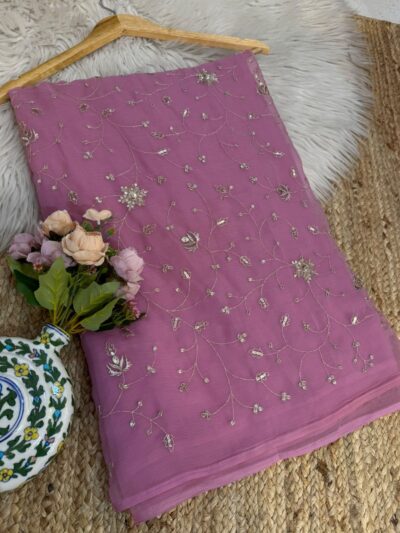 Jaal work saree Purple