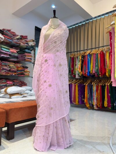 Jaal work saree Purple