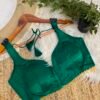 Gaji silk blouse with beautiful beadwork Green
