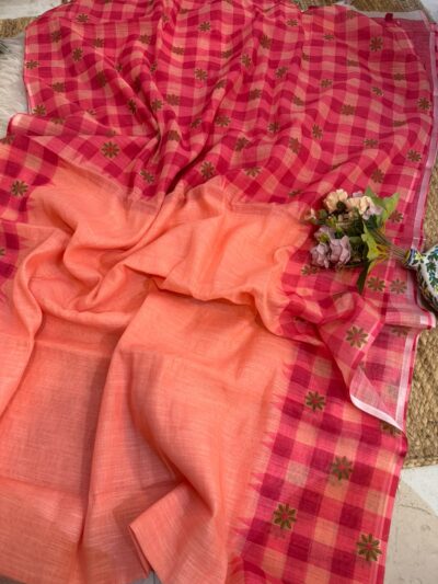 Cotton saree Pink