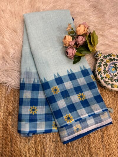 Cotton saree Blue