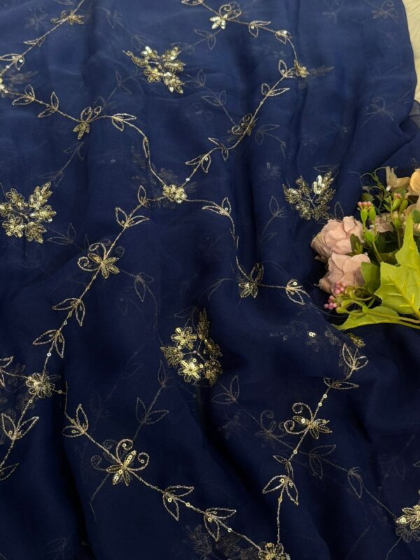 Jaal work saree Blue