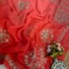Shaded Gota work saree Red