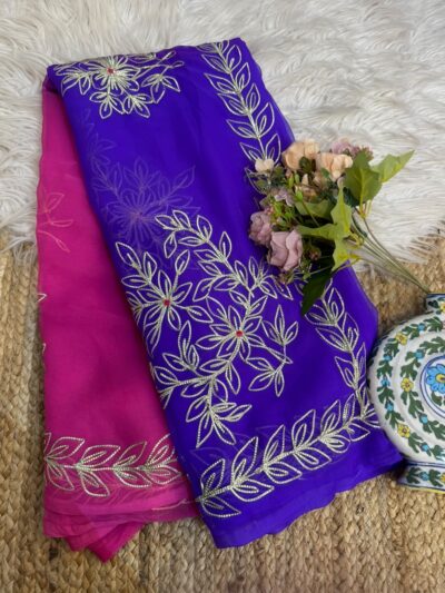 Shaded Gota work saree Purple