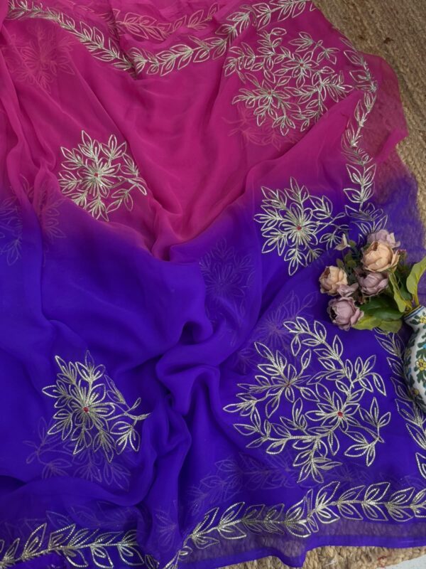 Shaded Gota work saree Purple