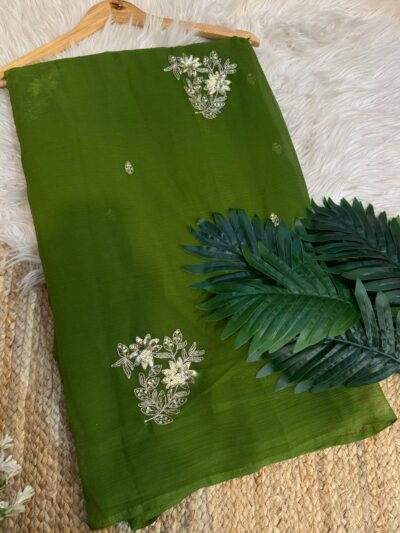 Sequins buta saree Green
