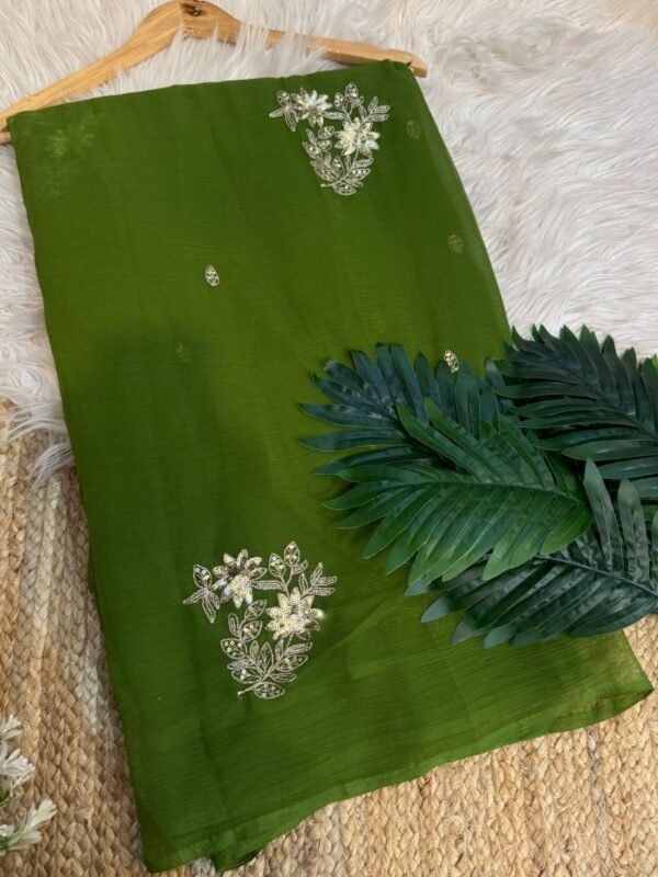 Sequins buta saree Green