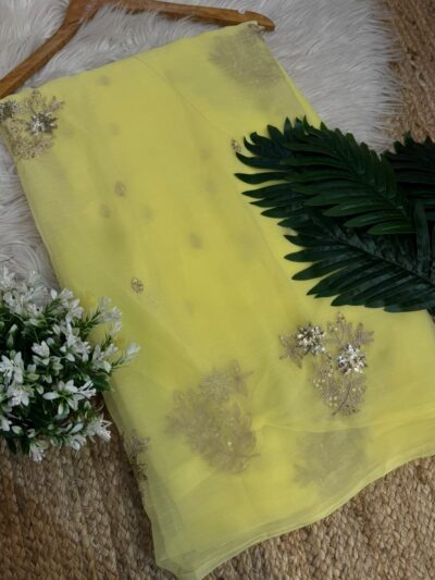 Sequins buta saree Yellow