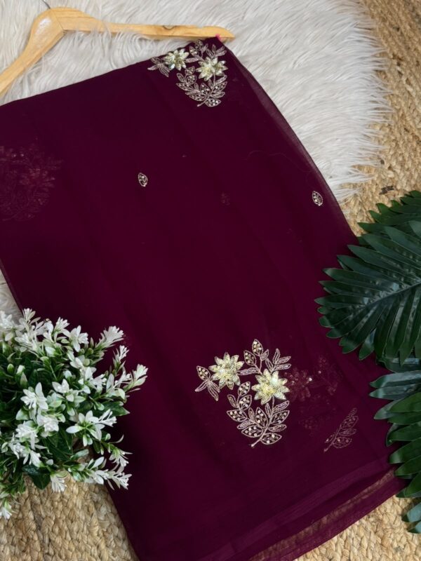 Sequins buta saree Purple