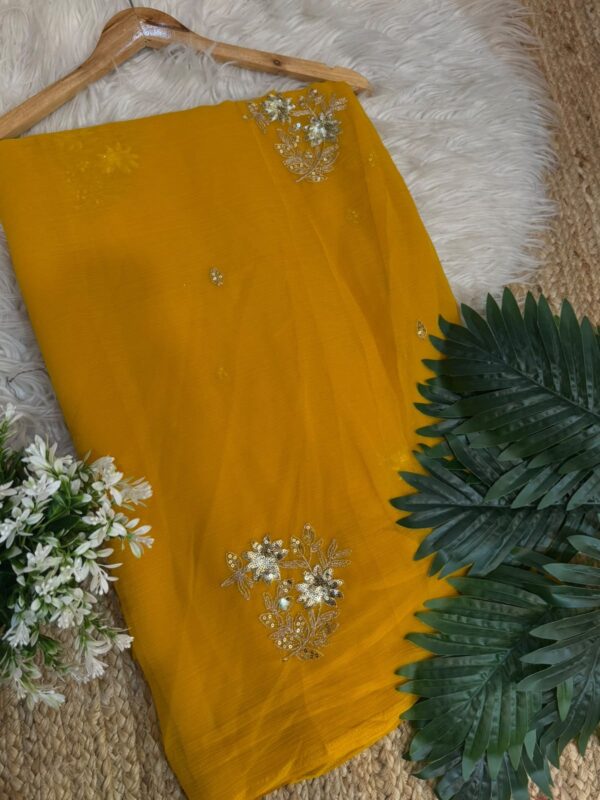 Sequins buta saree Yellow