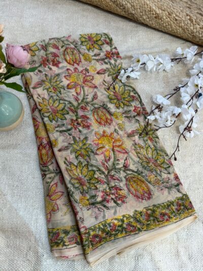 Hand-block print saree