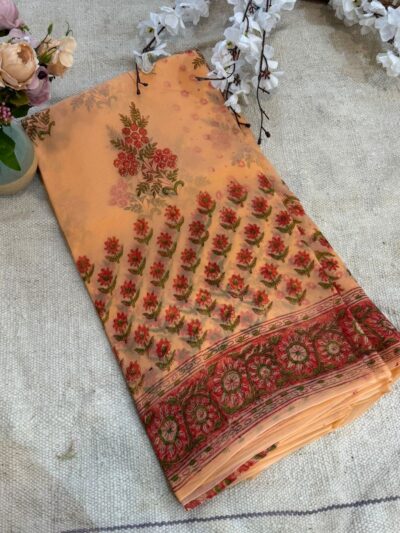 Hand-block print saree