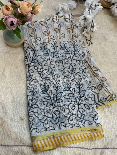 Hand-block print saree