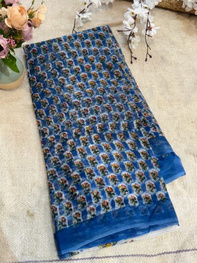 Hand-block print saree