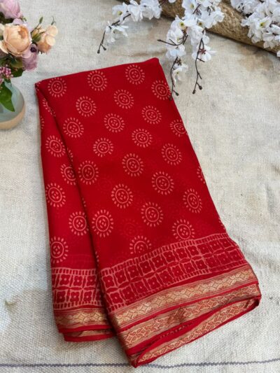 Hand-block print saree