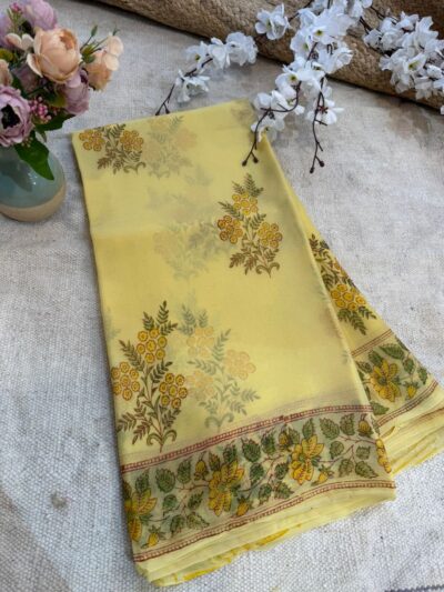 Hand-block print saree